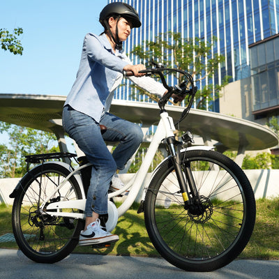 Elektrofahrrad mit Abnehmbarer 36V 13Ah Akku Bis zu 90KM,26 Zoll E Bike mit 7 Gang Getriebe für Herren Damen Pendler Reisen Übung,60N.m 250W Motor City Pedelec mit Aussetzungen und LCD-Display