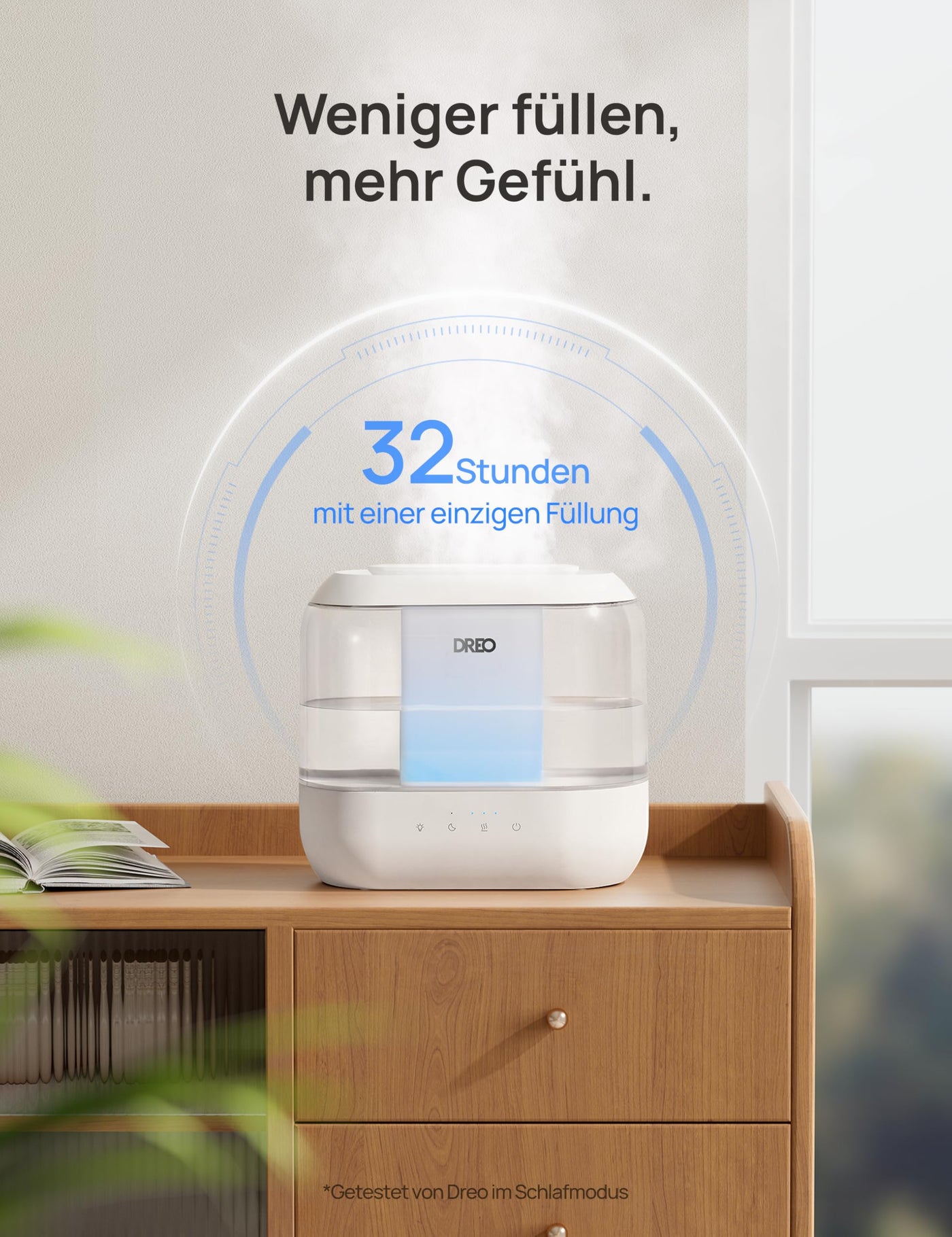 Dreo Luftbefeuchter für Schlafzimmer, Top Fill 4L Supersized Cool Mist Humidifier mit Öl-Diffusor und Nachtlicht, 32H Laufzeit, Leise Ultraschall-Luftbefeuchter für Baby-Kinderzimmer und Pflanzen