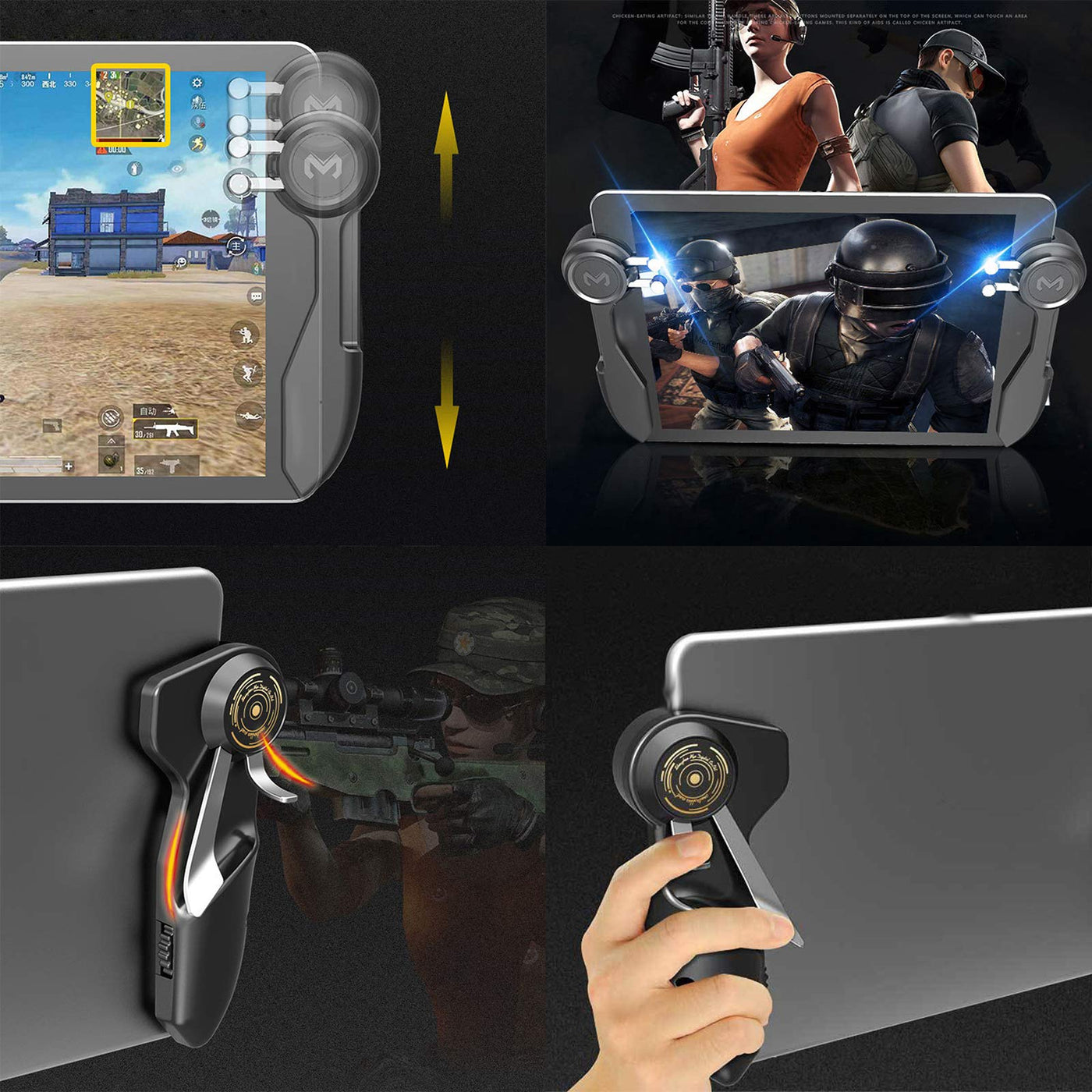 2 x Joystick-Trigger-Griff für 6 Finger L1R1 Shooter Fire Aim Button Controller für iPad Tablet PUBG Spielzubehör