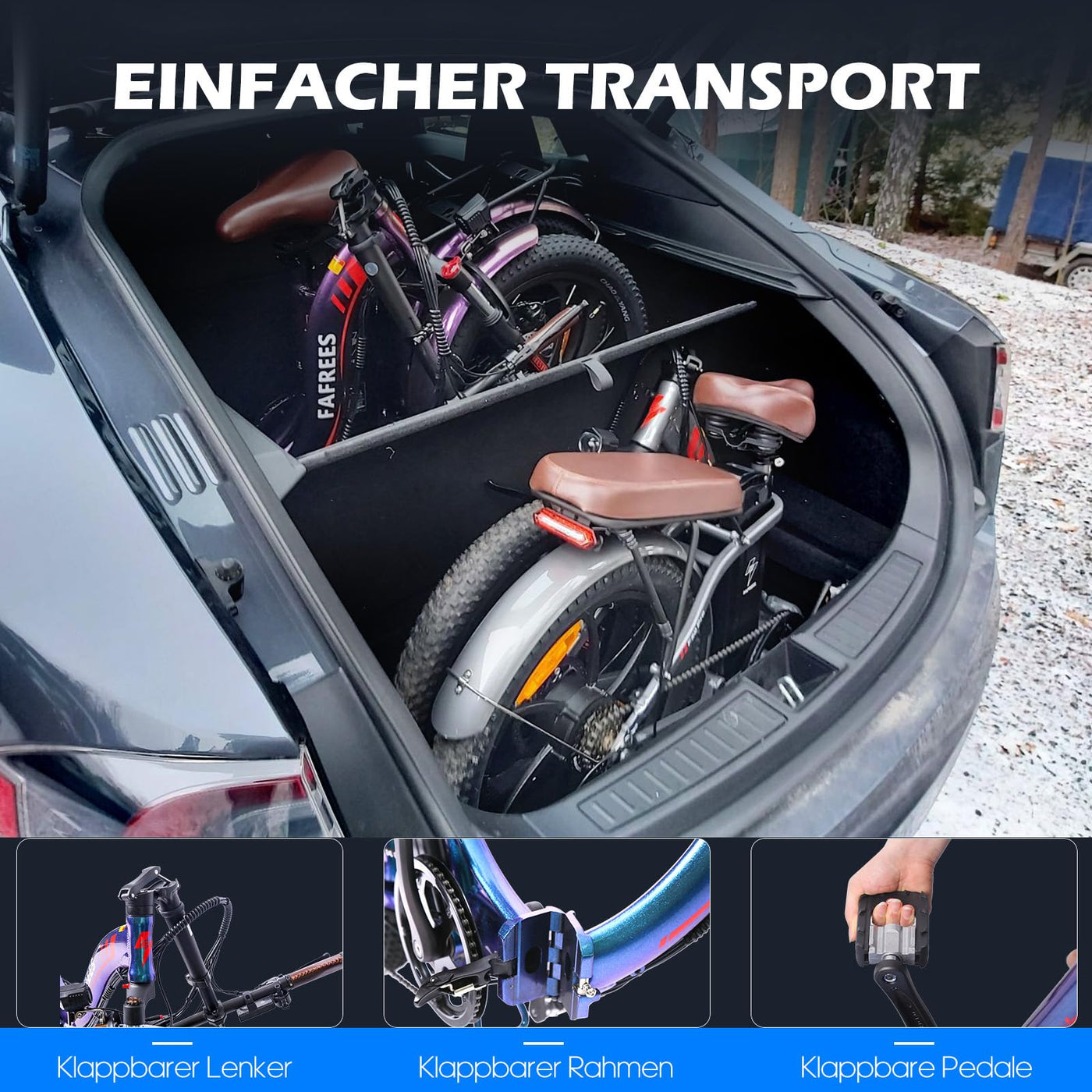 Fafrees E Bike für Herren Damen, 20 Zoll Elektrofahrrad Klapprad Bis 25 km/h mit 36V 18AH Akku und 250 W-Motor, 70-150KM Elektrofahrräder, F20 Pro (Schwarz)