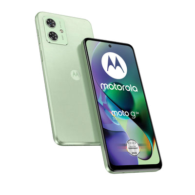 Motorola Mobility Moto g54 5G (6,5"-FHD+-Display, 50-MP-Dual-Kamera, 8/256 GB, 5000 mAh, Android 13) Mint Green (veganes Kunstleder), inkl. Schutzcover [Exklusiv bei Amazon]