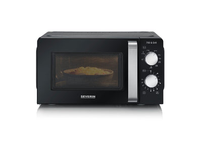 SEVERIN 2-in-1 Mikrowelle mit Grill 700 W, 900 W Grill, Grillofen mit 9 Automatikprogrammen, Mikrowelle mit Grillrost und Drehteller, schwarz / Edelstahl, MW 7781