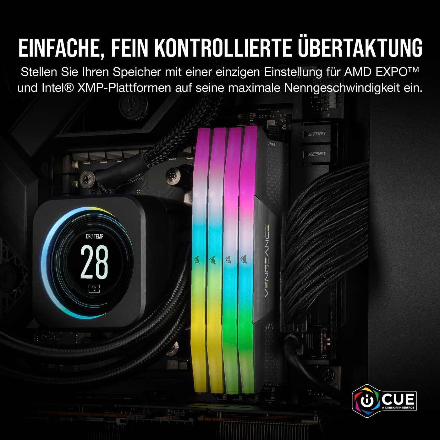 Corsair VENGEANCE RGB DDR5 32GB (2x16GB) DDR5 6000MHz CL30 AMD EXPO Intel XMP iCUE Kompatibler Computerspeicher - Grau (CMH32GX5M2B6000Z30K)