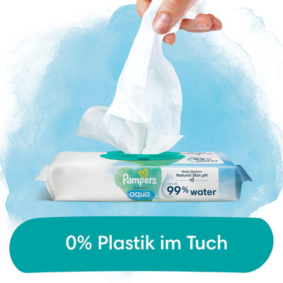 Pampers Harmonie Aqua Feuchttücher 15 Packungen mit jeweils 48 Feuchttüchern - 720 Feuchttücher, die helfen, den natürlichen pH-Wert der Haut wiederherzustellen, leichte Lotion mit 99% Wasser