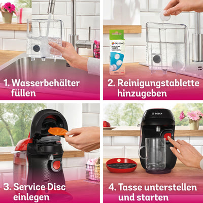 Bosch Tassimo happy friendly Kapselmaschine TAS103E, über 70 Getränke, geeignet für alle Tassen, Abschaltautomatik, nachhaltig, perfekt dosiert, platzsparend, 1400 W, rot/schwarz