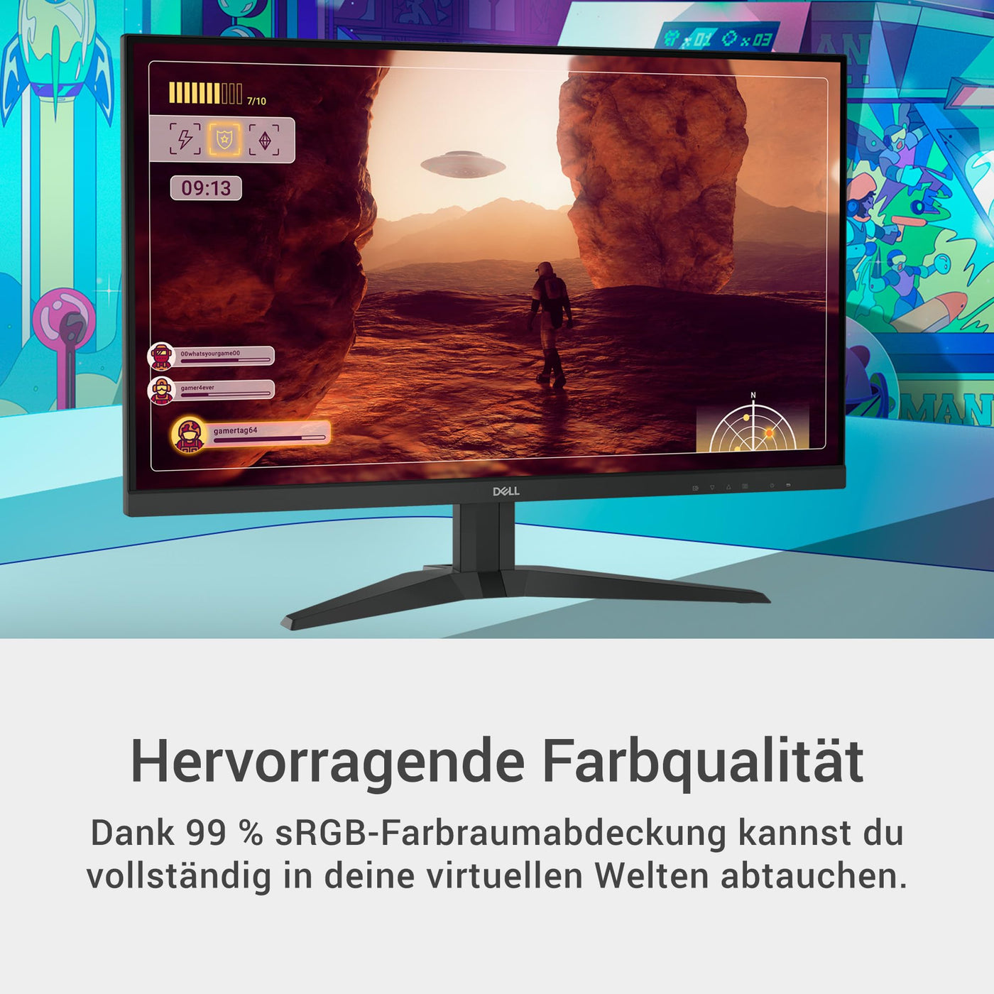 Dell G2725D 27 Zoll QHD (2560x1440) Gaming Monitor, 180Hz, IPS, 1ms, AMD FreeSync, 99% sRGB, DisplayPort, 2X HDMI, 3 Jahre Garantie, Schwarz