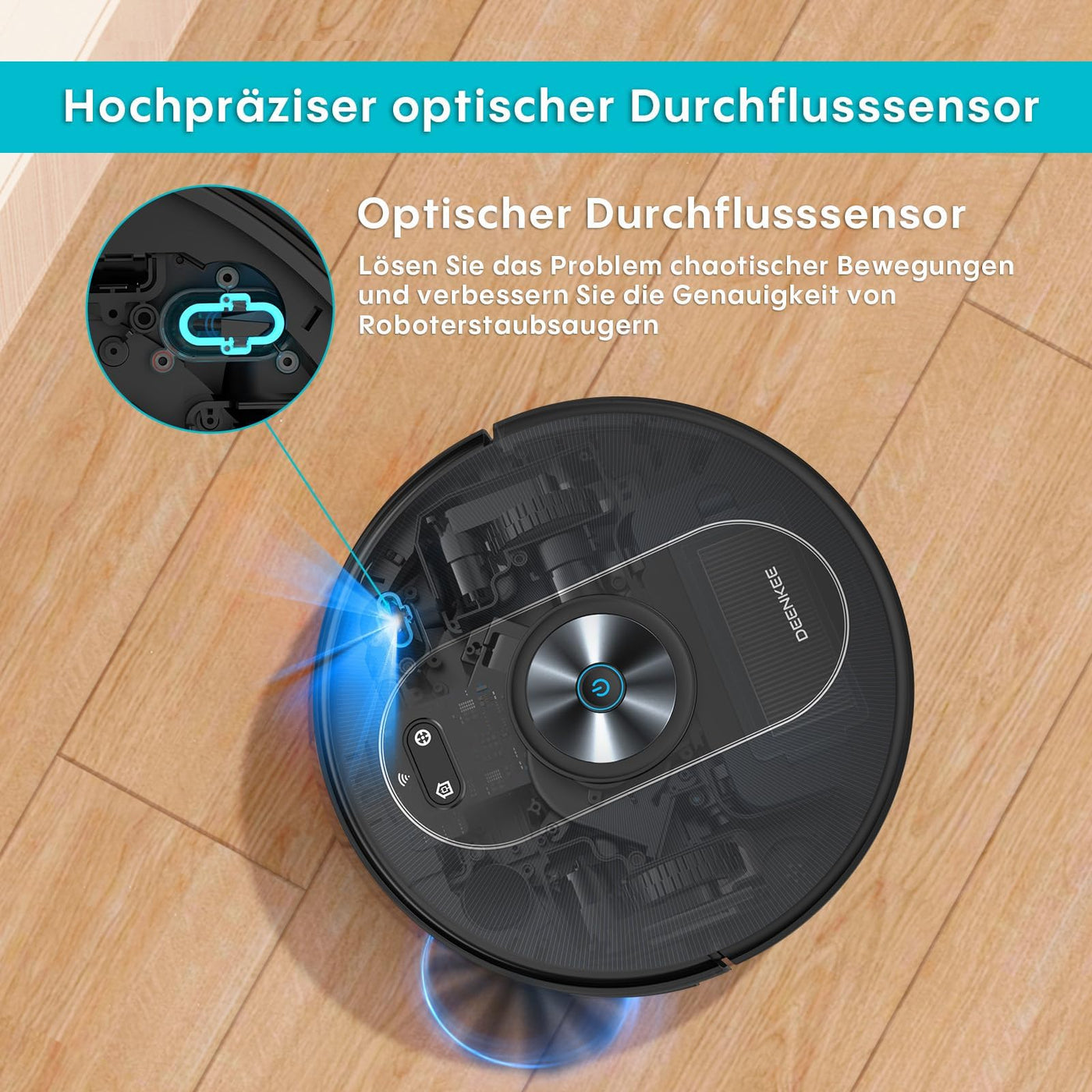 DEENKEE Saugroboter mit Wischfunktion, 3000Pa Staubsauger Roboter 180 Mins Max, 3 in 1 Roboterstaubsauger, Gyroskop-Navigation 3.0, WLAN, Laufzeit Ideal für Tierhaare,Teppich,Hartboden