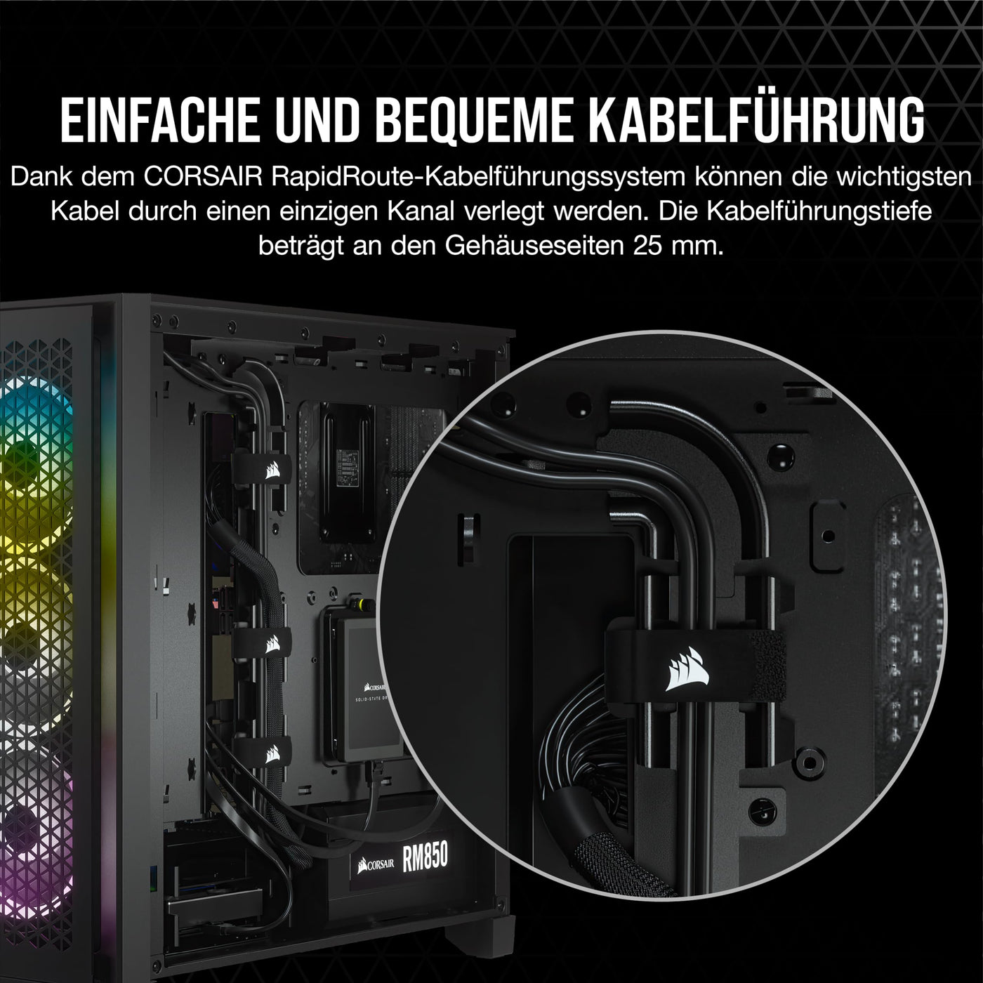 CORSAIR 4000D AIRFLOW Gehärtetes Glas Mid–Tower ATX–Gehäuse – Hohe Luftzirkulation – miditower management–System – Geräumiges Interieur – Zwei Mitgelieferte 120–mm–Lüfter – Schwarz