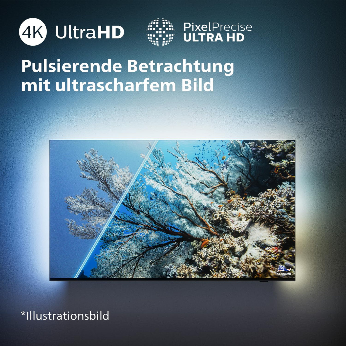 Philips Ambilight 50PUS8309 4K LED Smart TV - 50-Zoll Display mit Pixel-präziser Ultra HD, Titan OS Plattform und Dolby Atmos-Klang - Funktioniert mit Alexa und Google Sprachassistent – Matt Schwarz