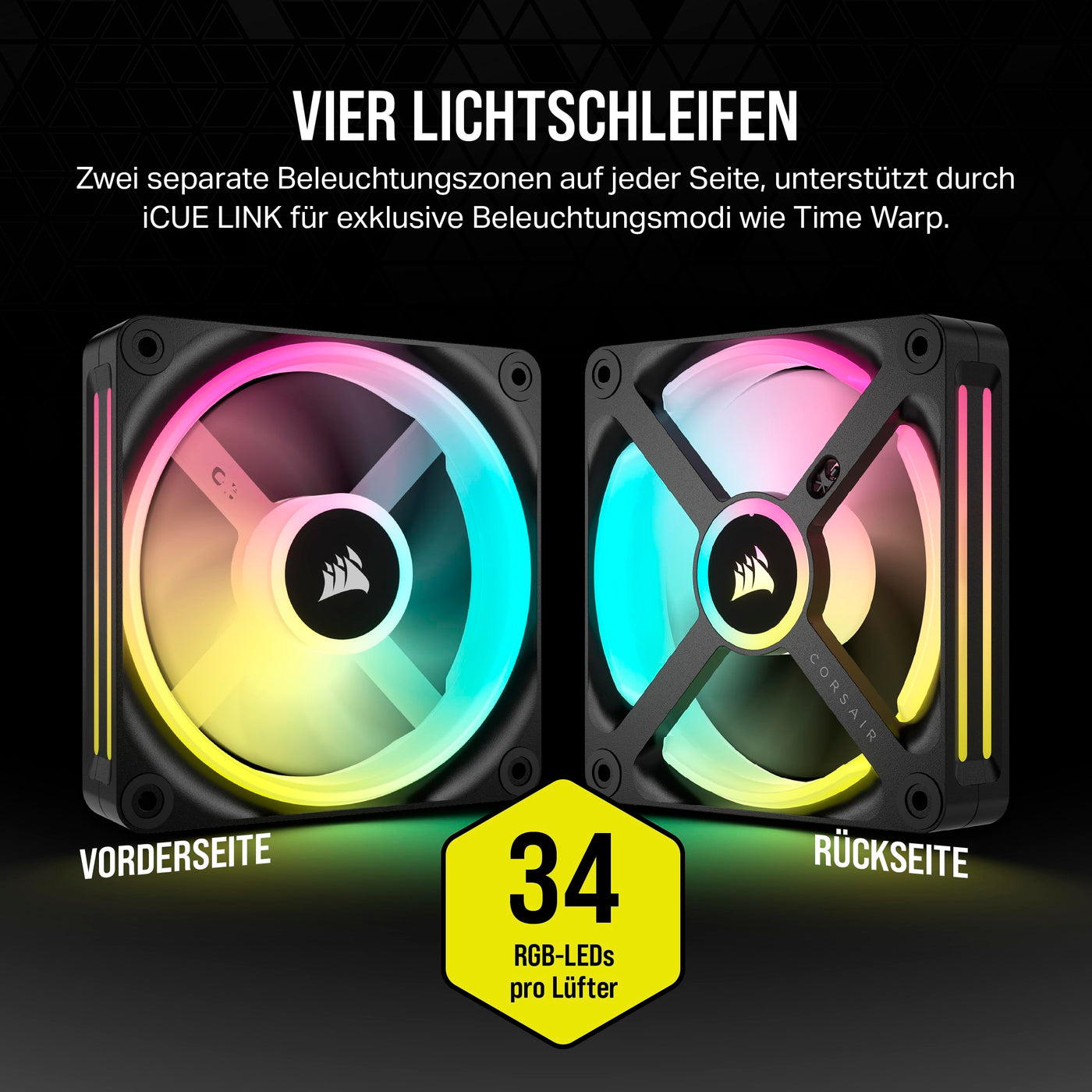 Corsair iCUE LINK QX120 RGB 120mm Magnetic Dome RGB Lüfter - Schwarz