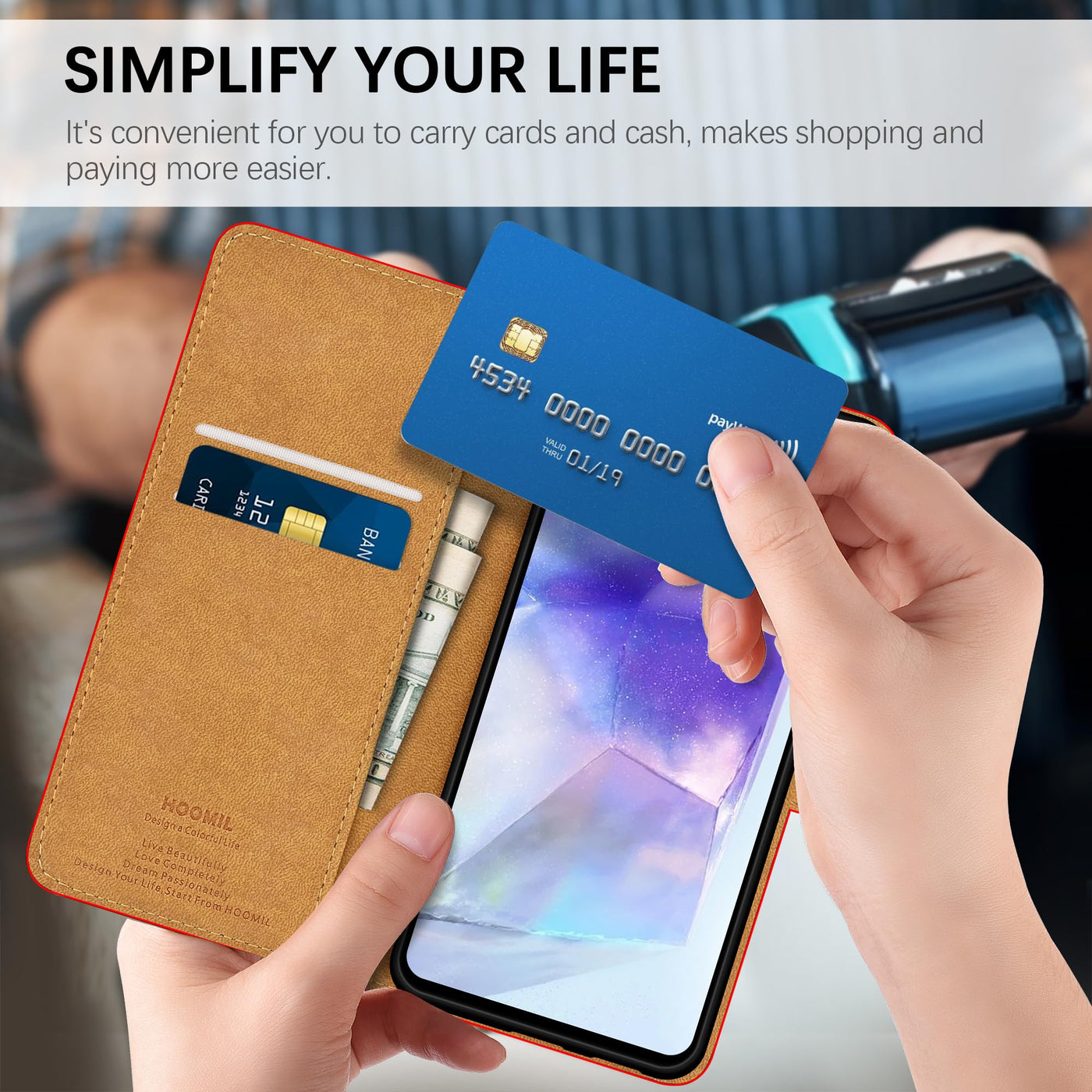 HOOMIL MagFlip Handyhülle für Samsung Galaxy A55 5G Hülle, [Erstklassige Handwerk] Premium Leder Tasche Klappbar Case Schutzhülle - Rot