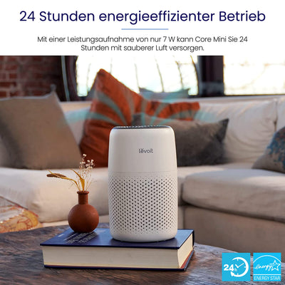 LEVOIT Luftreiniger Allergiker mit Aromatherapie, HEPA Luftfilter gegen Schimmel, Staub und Tierhaare bis zu 0,3 µm für Schlafzimmer, 7 Watt Energiesparend, 3 Geschwindigkeiten, 25dB, Weiß