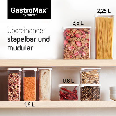 Gastromax 7726010 Luftdichter Vorratsbehälter, 13 x 9 x 28 cm, 2,25 L, transparent