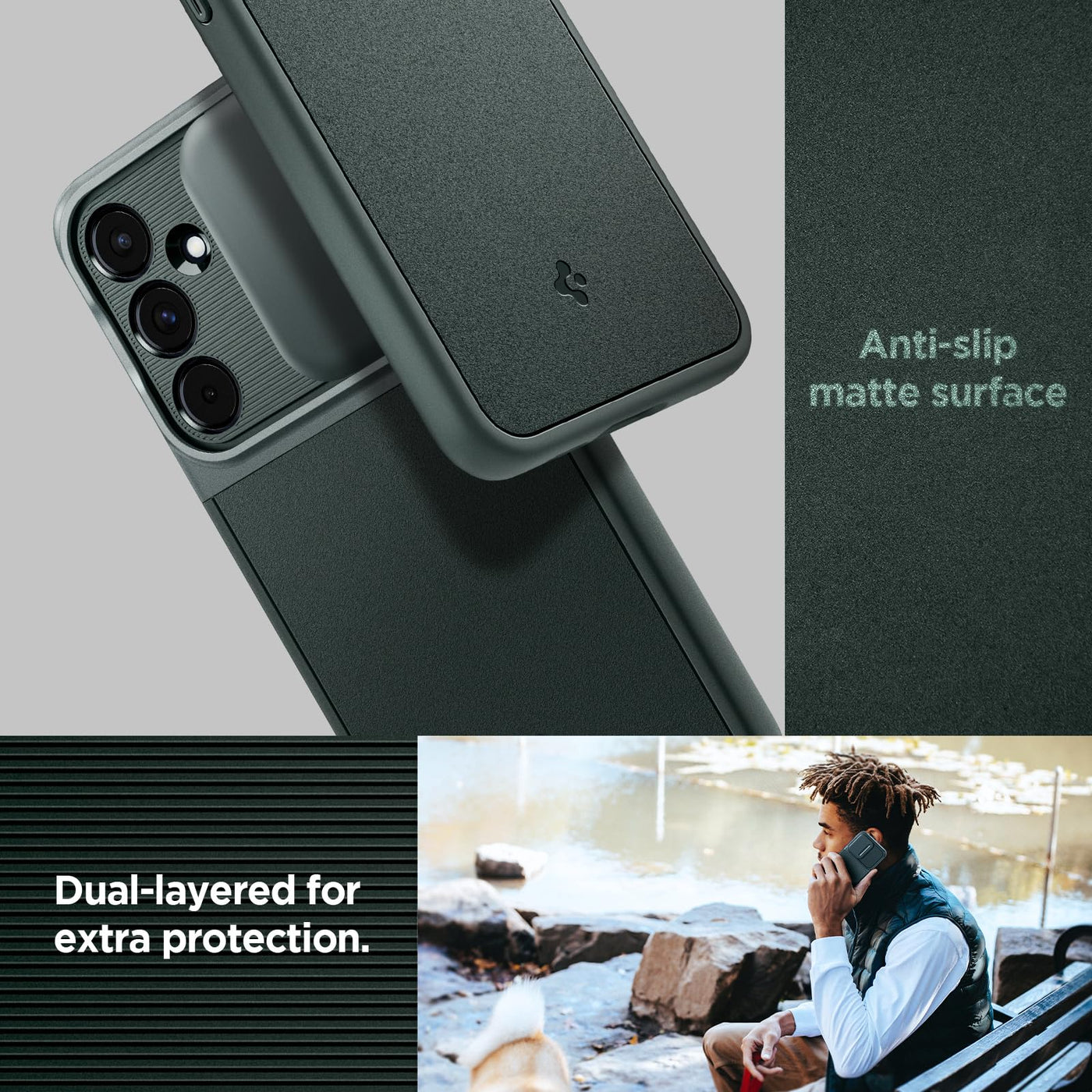 Spigen Optik Armor Hülle Kompatibel mit Samsung Galaxy A55 5G -Grün