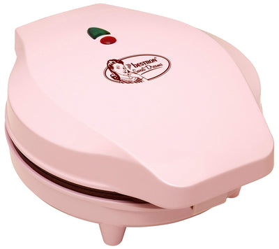 Gaufrier Bestron pour gaufres classiques en forme de cœur, gaufrier avec revêtement antiadhésif pour gaufres en forme de cœur, design rétro, avec suggestions de recettes, 700 watts, couleur : rose