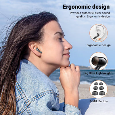 Bluetooth Kopfhörer in Ear Kopfhörer Kabellos Bluetooth 5.3 HiFi Stereoklang, Kopfhörer mit 4 ENC Noise Cancelling Mic, 42H Kabellose Kopfhörer con LED Anzeige Ladekoffer, IPX7 Wasserdicht Ohrhörer