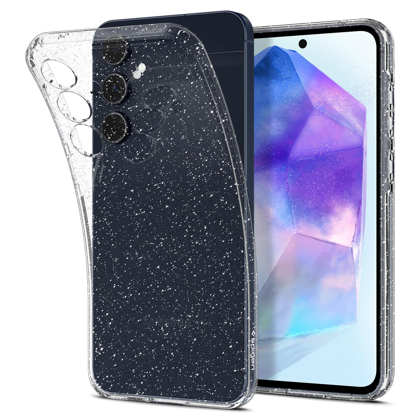 Spigen Liquid Crystal Glitter Hülle Kompatibel mit Samsung Galaxy A55 5G -Crystal Quartz