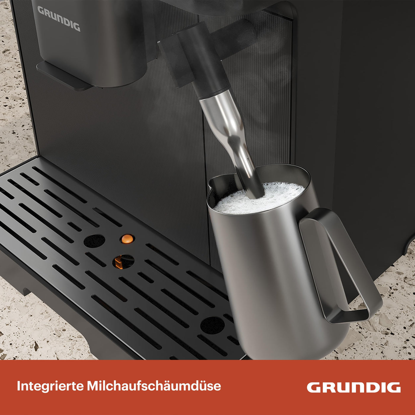 GRUNDIG KVA 6230 Kaffeevollautomat mit Milchaufschäumdüse, Edelstahlmahlwerk mit 13 Mahlgraden, 250 g Bohnenbehälter, 2 Liter abnehmbarer Wassertank, 19 Bar Pumpendruck, Touch-Display, Schwarz