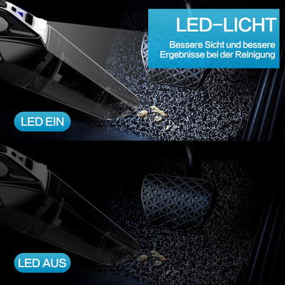 Hihhy Handstaubsauger 120W, Handstaubsauger Akku 9500 Pa, Handstaubsauger Kabellos mit LED Licht, Auto Staubsauger Stark, Handsauger mit 9 Filtern, Schwarz