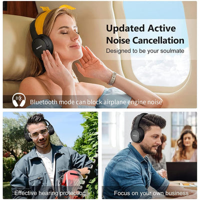 RUNOLIM Bluetooth Kopfhörer Over-Ear, Active Noise Cancelling Kopfhörer, Kopfhörer Kabellos Bluetooth, 70h Spielzeit, mit ANC Modus, Hi-Res Audio, Tiefer Bass, Ausgestattet mit Einem 3,5mm Audiokabel