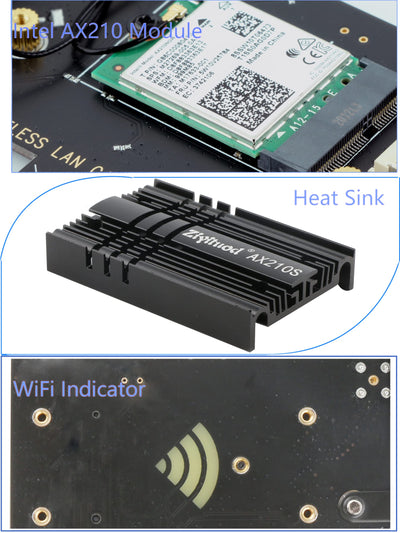 WLAN Karte, Intel AX210 Bluetooth5.3, Bis zu 5400Mbit/s Tri-Bands(6G/5G/2.4G) WLAN PCIe WiFi 6 Karte für Windows 11/10(64bit)