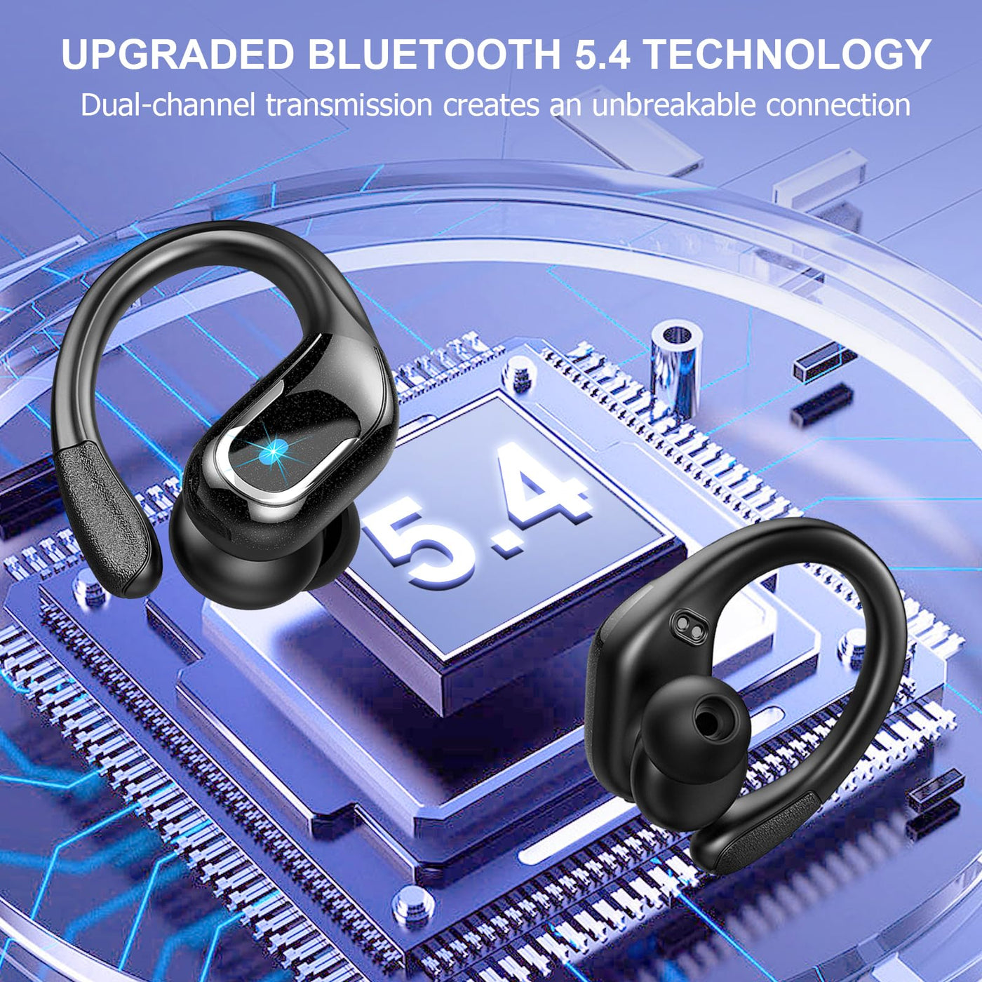 Bluetooth 5.4 Kopfhörer Sport, Kopfhörer Kabellos Bluetooth 75Std mit HD Mic, 3D Raumklang Stereo Kopfhörer Bluetooth in Ear, LED-Anzeige/IP7 Wasserdich Earbuds,2024 ENC Noise Cancelling Lauf Ohrhörer