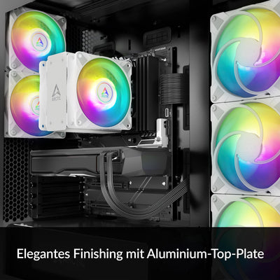 ARCTIC Freezer 36 A-RGB - Single-Tower CPU Kühler mit Push-Pull & ARGB Beleuchtung, Zwei druckoptimierte 120 mm P-Lüfter, Hydrodynamisches Gleitlager, 200–2000 RPM, 4 Heatpipes, inkl. MX-6 - Weiß