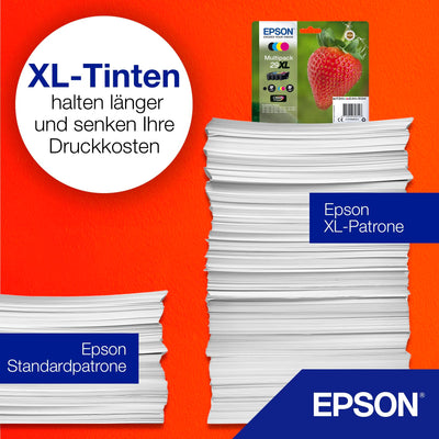 Epson Multipack 29XL Strawberry, Original XL High Yield Tintenpatronen, 4 Farben Schwarz, Cyan, Magenta, Gelb