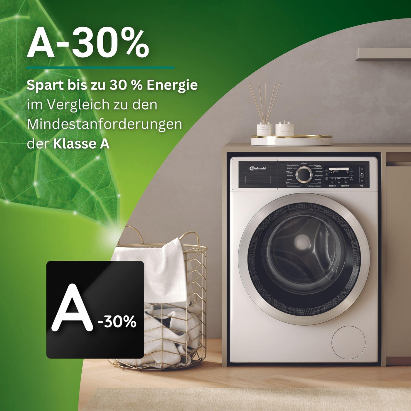 Bauknecht B7 99 SILENCE DE Waschmaschine/Gentle-Power/A-30%/ SteamHygiene/SteamRefresh/SteamFinish/Volle Ladung 45Min./ Besonders leise Waschmaschine/Direct Drive-Motor/Vollwasserschutz