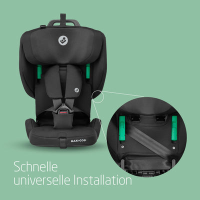 Maxi-Cosi Nomad Plus, Klappbarer Kindersitz, 15 Monate - 4 Jahre, 67 - 105 cm, tragbarer Reiseautositz, superkompakt & leicht, Seitenaufprallschutz, passt in jedes Auto, Reisetasche, Authentic Black