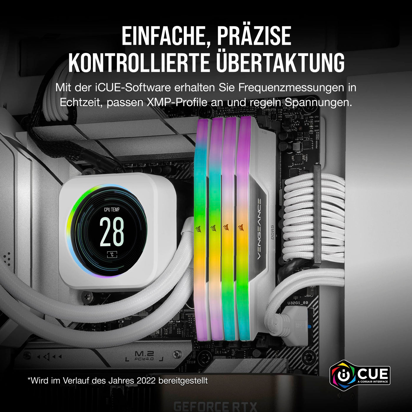 Corsair Vengeance RGB DDR5 RAM 32GB (2x16GB) 6000MHz CL36 Intel XMP iCUE Kompatibel Computer Speicher - Schwarz (CMH32GX5M2E6000C36)