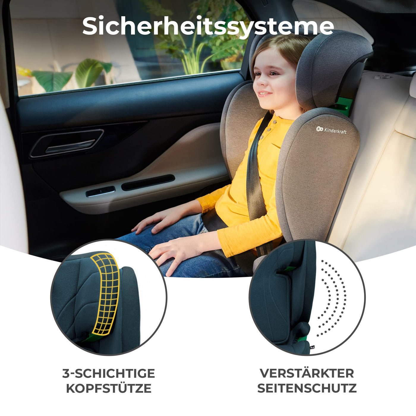 Kinderkraft JUNIOR FIX2 I-SIZE Kindersitz 15-36kg, Kinderautositz mit Isofix, Gruppe 2/3, 100-150 cm, Einstellbare Rückenlehne und Kopfstütze, spezielle Sicherheitssysteme, Leicht zu tragen, Blau