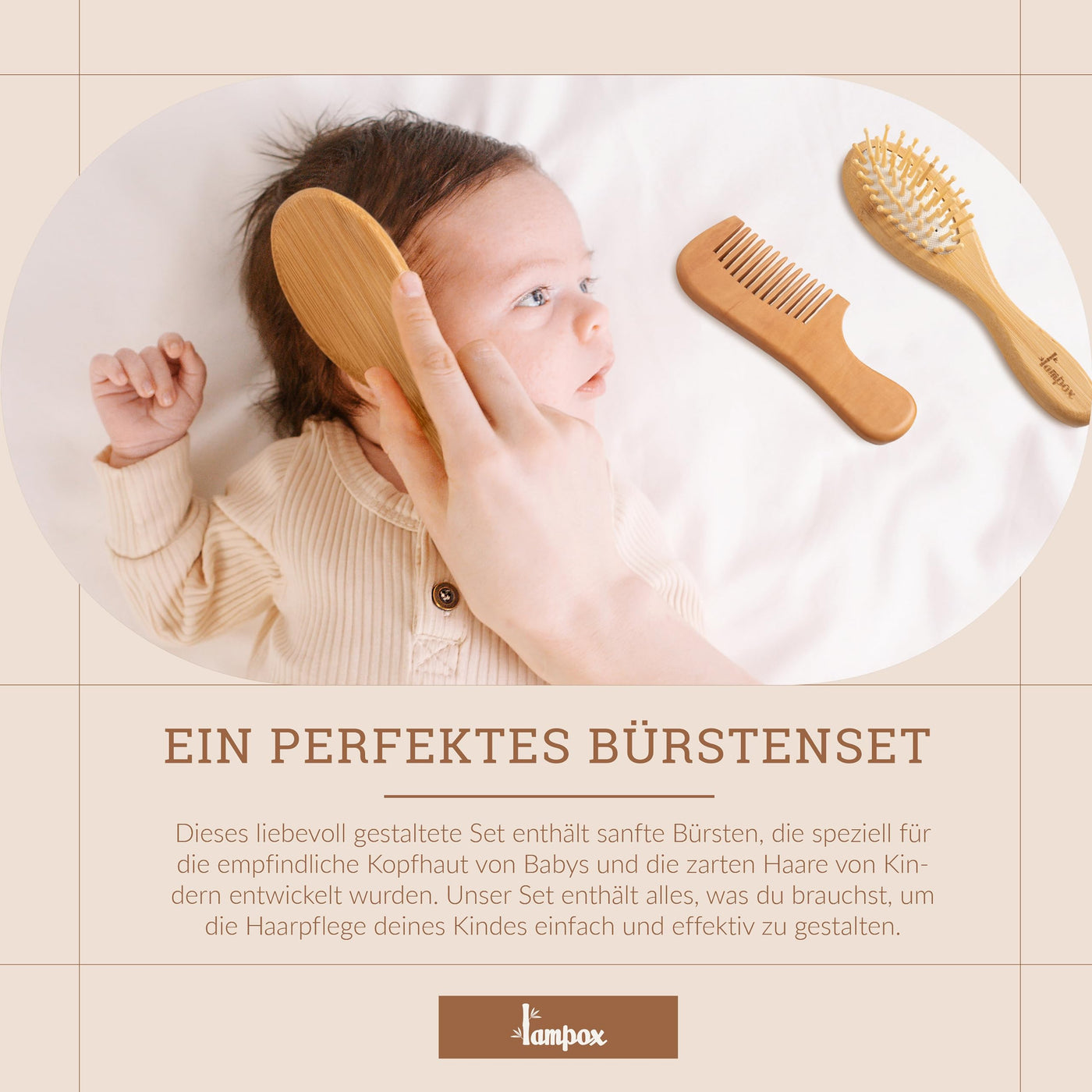 Baby Haarbürste und Baby Kamm Set - Natürliche Holz Babyhaar Haarbürste mit weichen Ziegenborsten - weich Baby Bürste für Säuglinge Kleinkinder - Haarbürste Baby Set (Walnut)