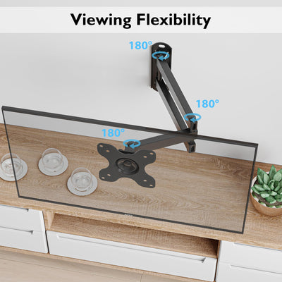BONTEC PC Monitor Wandhalterung TV Wandhalterung Schwenkbar/Neigbar für 13-30 Zoll Plasma Curved Monitor & TV, VESA 75x75/100x100mm, bis 15kg, inkl. Wasserwaage