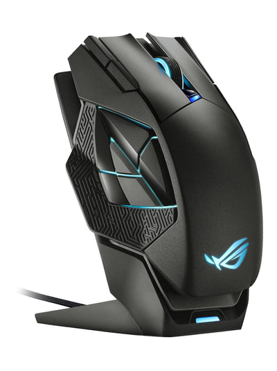 ASUS ROG Spatha X Wireless Gaming Mouse (Magnetischer Ladeständer, 12 programmierbare Tasten, 19.000 DPI, Push-Fit Hot Swap Switch Steckdosen, ROG Micro Switches, ROG Paracord und Aura RGB Lighting)