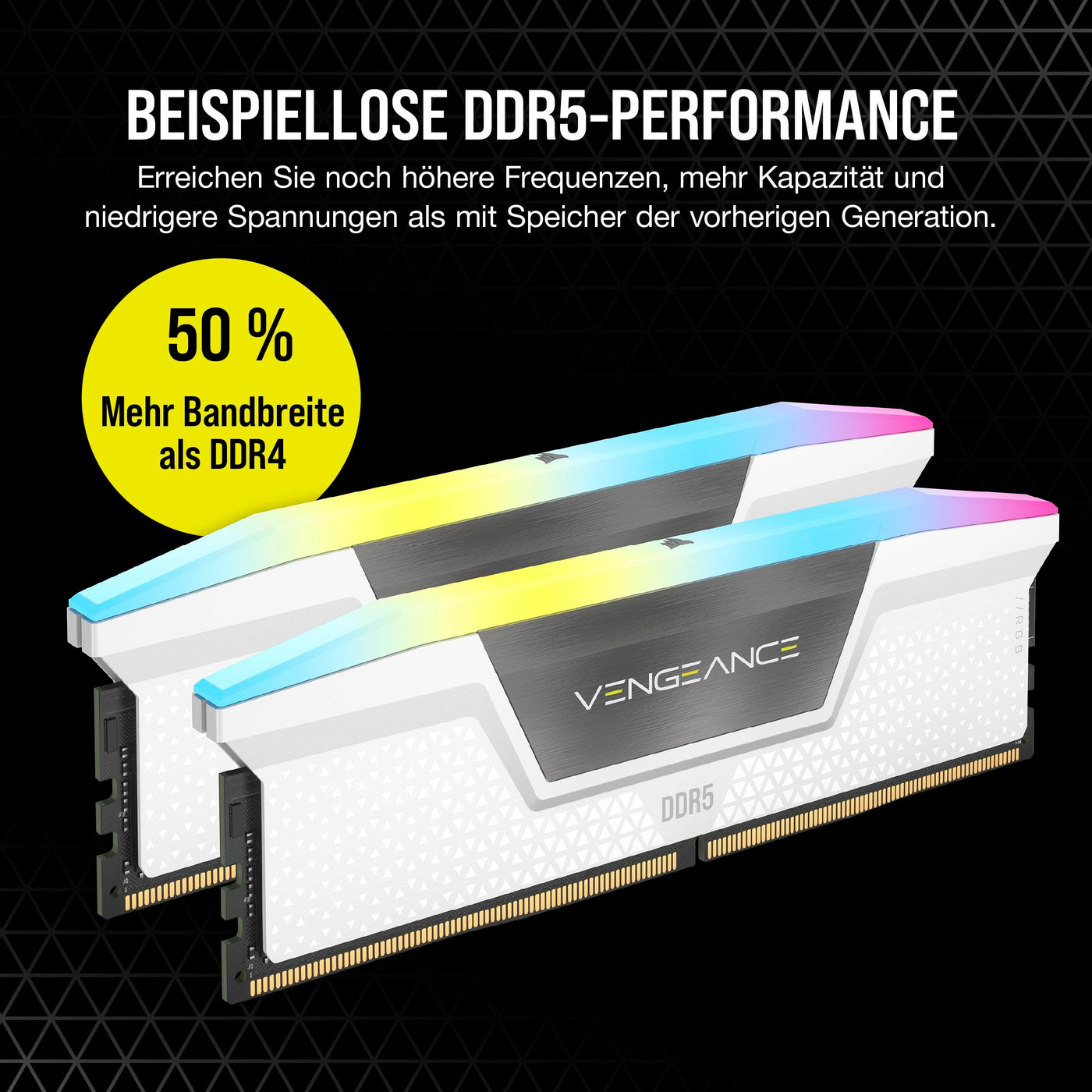 Corsair Vengeance RGB DDR5 RAM 32GB (2x16GB) 6000MHz CL36 Intel XMP iCUE Kompatibel Computer Speicher - Schwarz (CMH32GX5M2E6000C36)