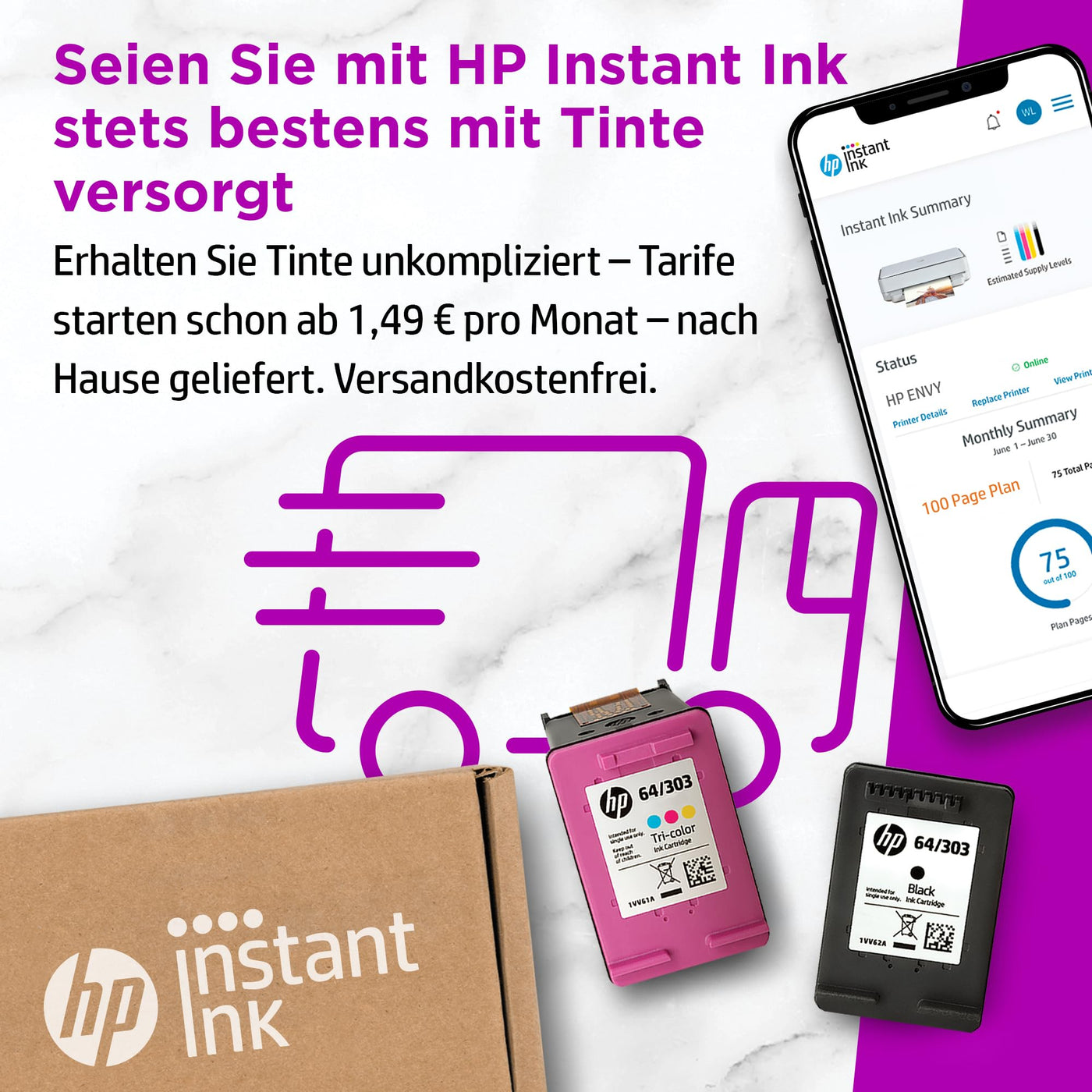 HP ENVY 6020e Multifunktionsdrucker, 20€ Cashback, 3 Monate gratis drucken mit HP Instant Ink inklusive, HP+, Drucker, Scanner, Kopierer, WLAN, Airprint