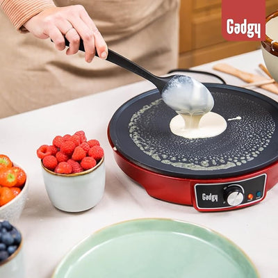 Gadgy Crêpes Maker mit Antihaftbeschichtung | 30 cm Durchmesser Crepe | Pfannkuchen Maker mit Teigverteiler & Crêpes-Wender | Pancake Maker für Crepes, Pfannkuchen, Poffertjes, Pancakes