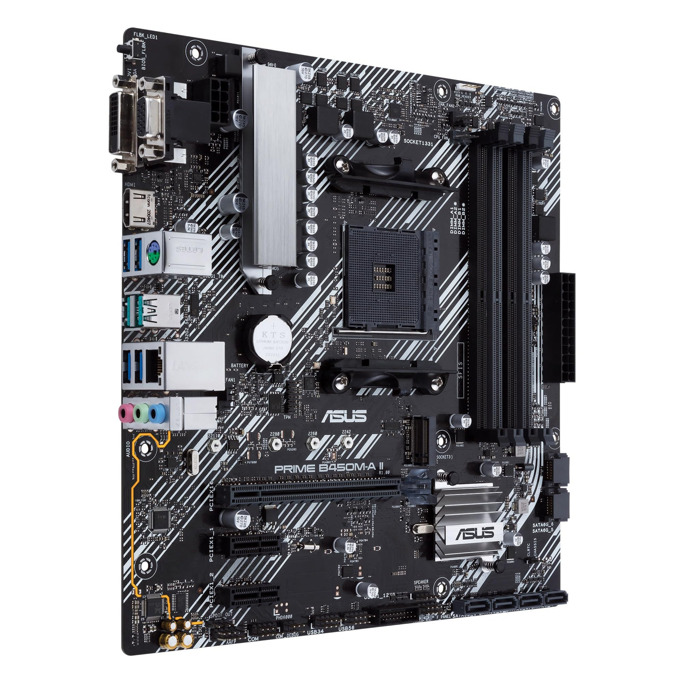 Asus Prime B450M-A II Mainboard Sockel AM4 (mATX, AMD Ryzen, DDR4-Speicher, M.2, SATA 6Gbit/s, USB 3.1 Gen 2 Typ-A. Aura Sync)