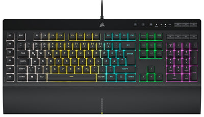 CORSAIR K55 RGB PRO Kabelgebundene Membrantastatur - IP42 staub- Und Spritzwassergeschützt - 6 Makro-Tasten Mit Elgato-Integration - iCUE-Kompatibel - QWERTZ DE - PC, Mac, Xbox - Schwarz