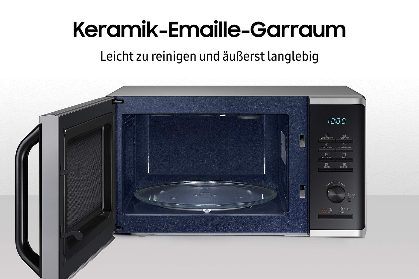 Samsung MG2AK3515AS/EG Mikrowelle mit Grill, 800 W, 23 ℓ Garraum, 48,9 cm Breite, Quick Defrost, 27 Automatikprogramme, Silber