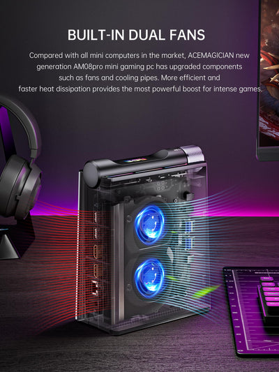 ACEMAGICIAN Mini PC Gaming AMD Ryzen 9 6900HX (8C/16T,bis zu 4,9 GHz), 32GB DDR5 1024GB (1 TB) NVME PCIe3.0 SSD,AMD Radeon 680M Micro Desktop Computer mit 3-Modi-Anpassung|RGB|WIFI6|Dual Lüfter