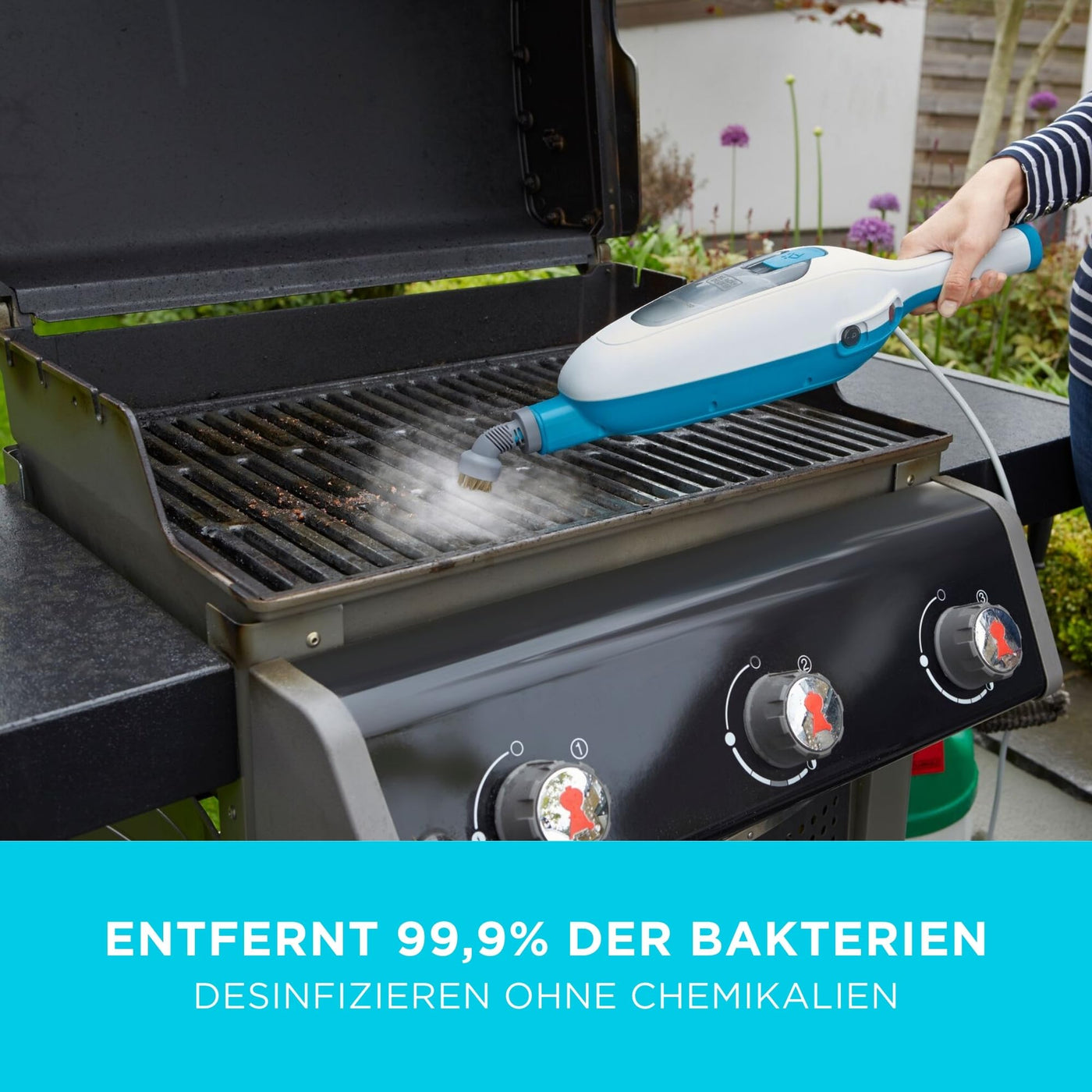 BLACK+DECKER 1300W 5-in-1 Dampfbesen Steam Mop (Dampfreiniger für hygienische, gründliche Sauberkeit, 5-teiliges Zubehörset + herausnehmbares Handdampfgerät, einfache Bedienbarkeit) FSMH13E5