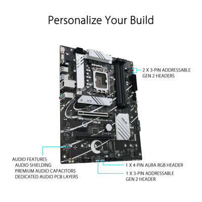 ASUS PRIME B760-PLUS D4 Gaming Mainboard Sockel Intel LGA 1700 (Intel B760, ATX, DDR4 Speicher, PCIe 5.0, 3x PCIe 4.0 M.2, Thunderbolt 4, Aura Sync)