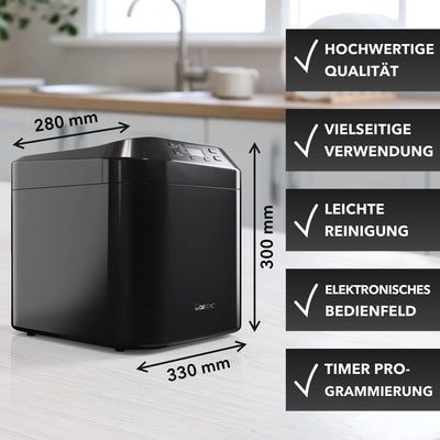 Clatronic® Brotbackautomat - frisches Brot zu Hause selber backen | automatische Zubereitung & Warmhaltefunktion | Backautomat mit Timer | einfache Bedienung über Display | 12 Backprogramme | BBA 3774