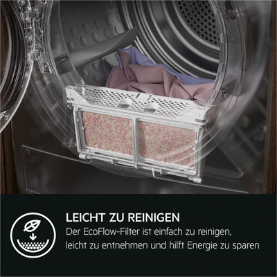 AEG Wärmepumpentrockner 8 kg – Serie 7000 SensiDry schonendes & energiesparendes Trockenverfahren – A+++ – Mengenautomatik – Schontrommel – Knitterschutz – TR7T65680