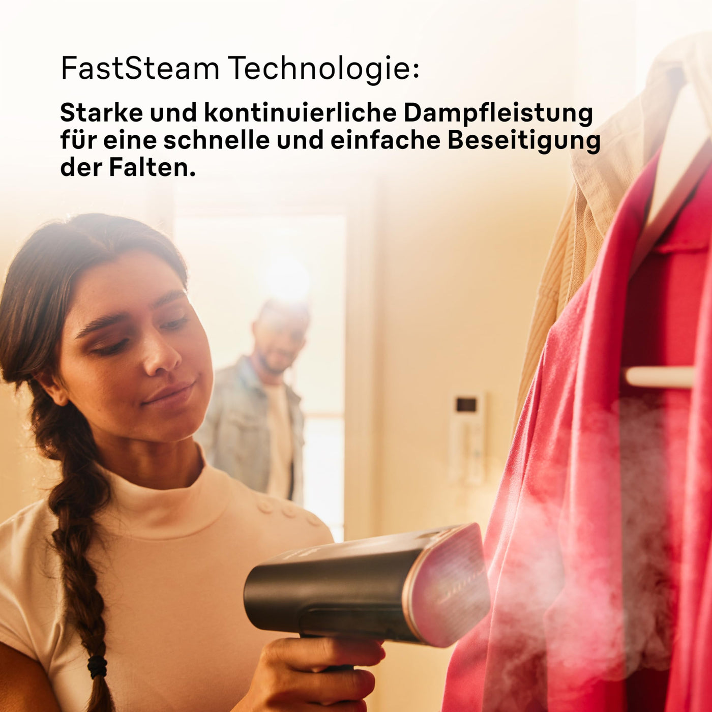 Braun QuickStyle 7 GS7077BK Dampfglätter, Dual FreeGlide 3D Technologie, FastSteam Technologie, Steamer, Dampf 35 g/min, Wassertank 250 ml, 3 m Kabellänge, in 35 Sekunden bereit, 1600W, Schwarz/Kupfer