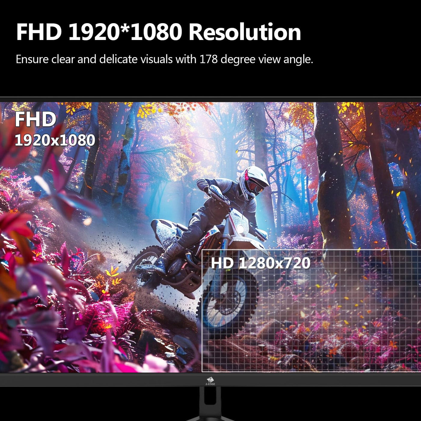 Z-Edge Gaming Monitor 24,5 Zoll 240Hz 1ms MPRT Full HD 1080P 16:9 LED Bildschirm VA Panel, 350cd/m² Helligkeit, FreeSync HDR10, DisplayPort1.4 & HDMI2.0, Unterstützt VESA 100x100mm