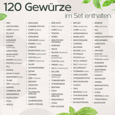 Homety Gewürzgläser Eckig - Set Edelstahl Deckel (24 Stück) - Gewürzbehälter 240 Etiketten - Gewürzdosen zur Gewürze aufbewahrung [120 ml] - Weiß
