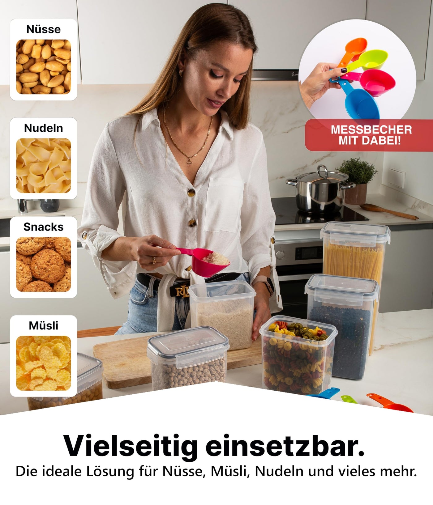 Deco haus® Vorratsdosen mit Deckel luftdicht 24er Set - Aufbewahrungsbox Küche mit Deckel - Vorratsbehälter Küche Aufbewahrung & Organisation - Kitchen Storage & Organisation - Für Nudeln, Müsli, Mehl